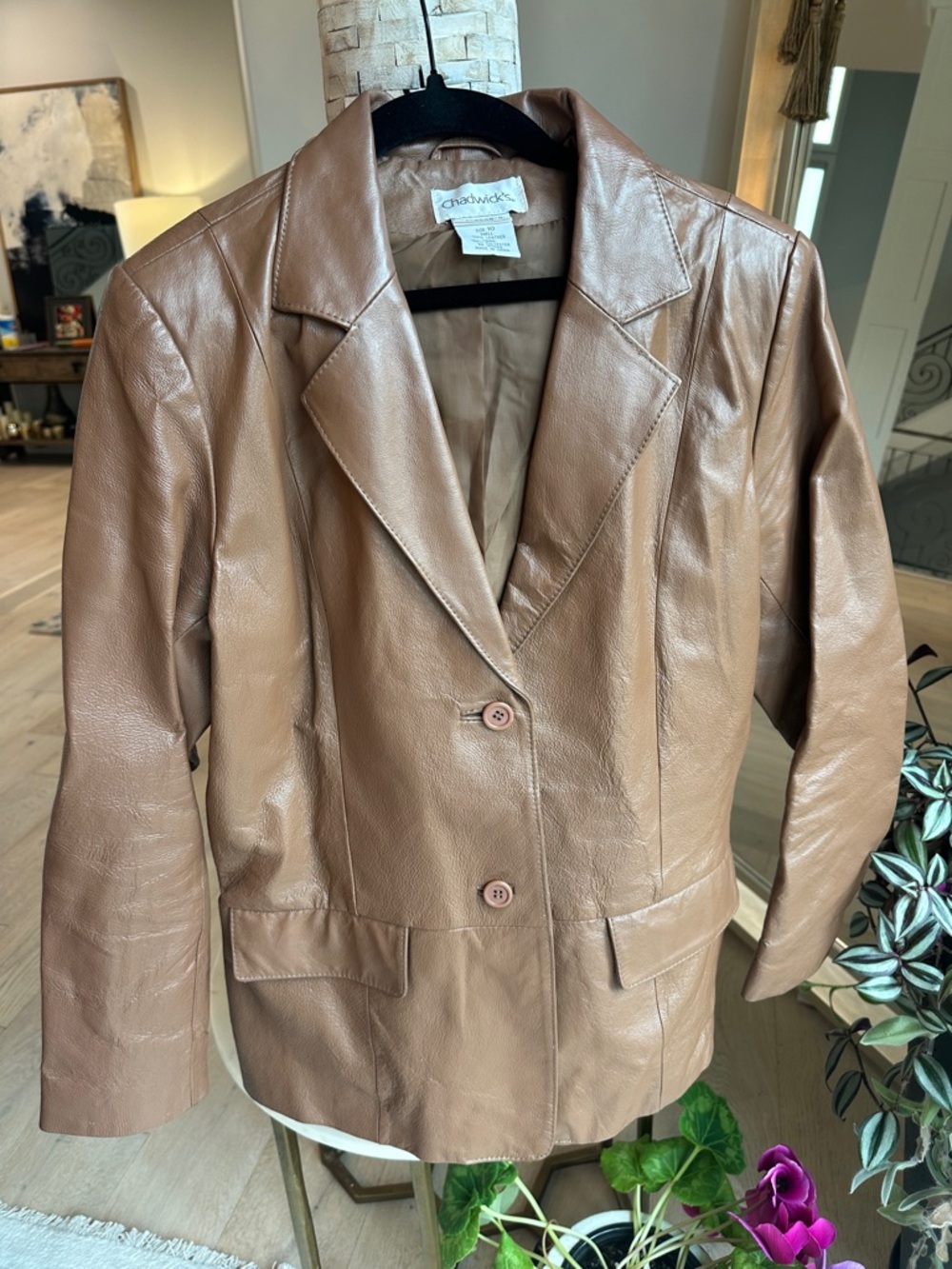 Vintage Chadwicks Brown Leather Blazer Jacket - Women's